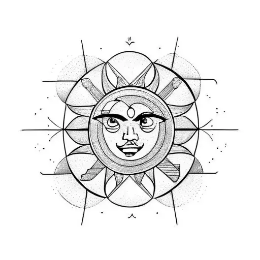Sun and Moon tattoo design idea