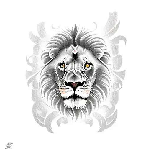 shield with lion tattoo design idea