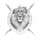 shield with lion tattoo design idea