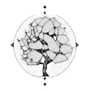 dogwood tree with Sagittarius and Aries signs tattoo design idea