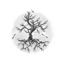dogwood tree with Sagittarius and Aries signs tattoo design idea
