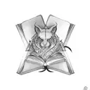 leather bound books tattoo design idea