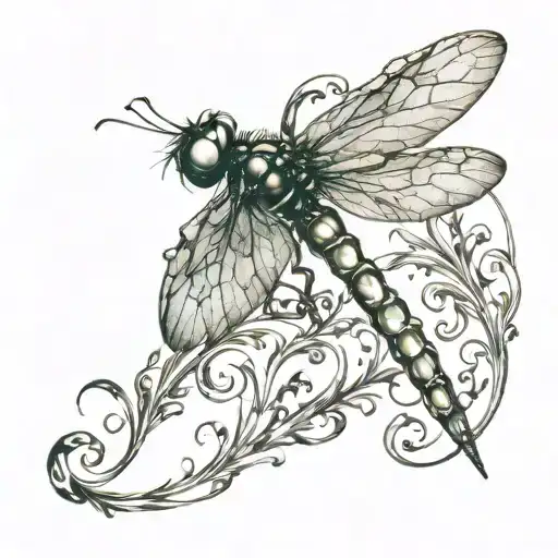 shadow of  dragonfly flying tattoo design idea