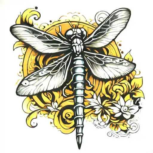 dragonfly flying tattoo design idea