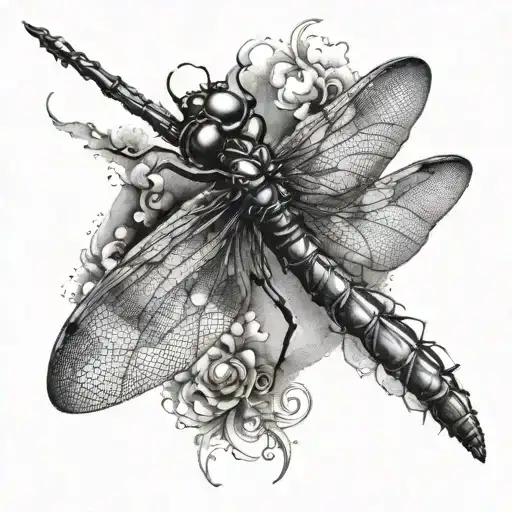 dragonfly flying tattoo design idea
