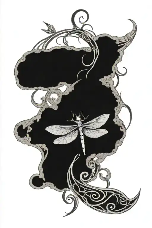 A dragonfly in the middle of a celtic knot with middle being a passageway to the afterlife  tattoo design idea