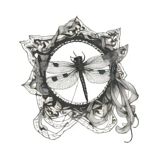 dragonfly flying behind veil tattoo design idea