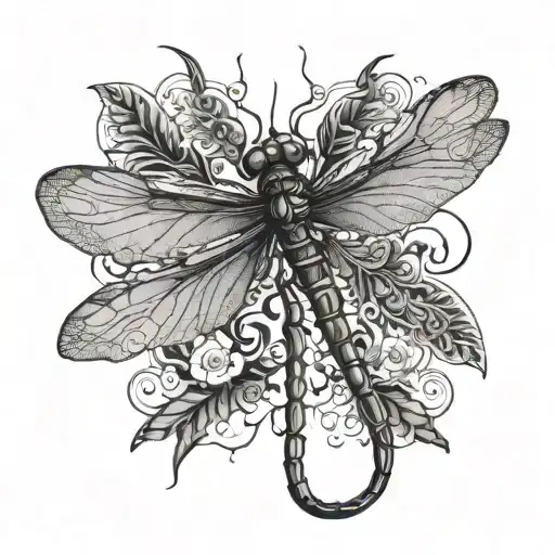 dragonfly flying tattoo design idea