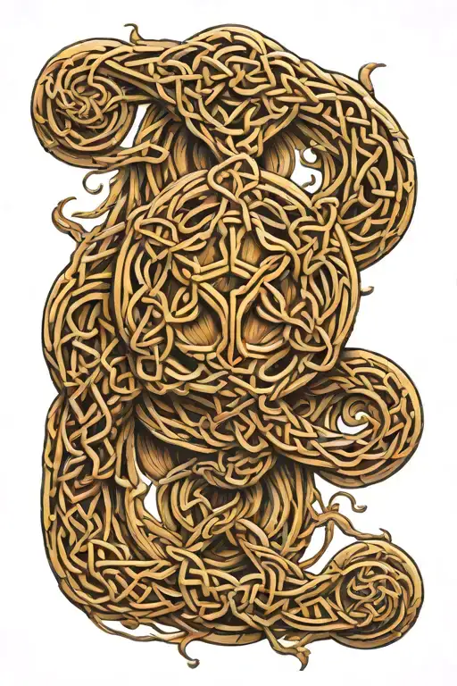 celtic knot threaded through skin glass bones tattoo design idea