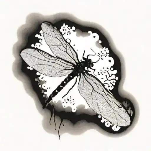 shadow of  dragonfly flying tattoo design idea