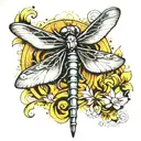 dragonfly flying tattoo design idea