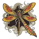 dragonfly flying tattoo design idea
