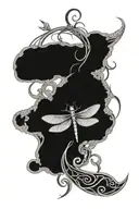 A dragonfly in the middle of a celtic knot with middle being a passageway to the afterlife  tattoo design idea