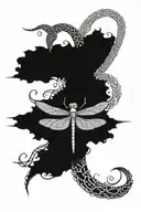 A dragonfly in the middle of a celtic knot with middle being a passageway to the afterlife  tattoo design idea