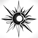 sun moon star geometric long vertical dainty tattoo design idea