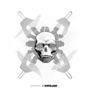 sci fi, carbon pattern, skulls, bycicle parts and call of duty  tattoo design idea