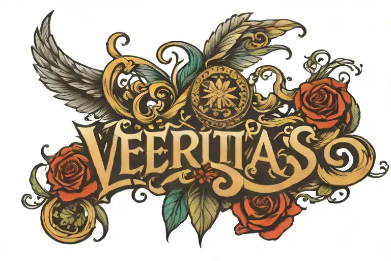 Veritas word written tattoo design idea