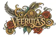 Veritas word written tattoo design idea