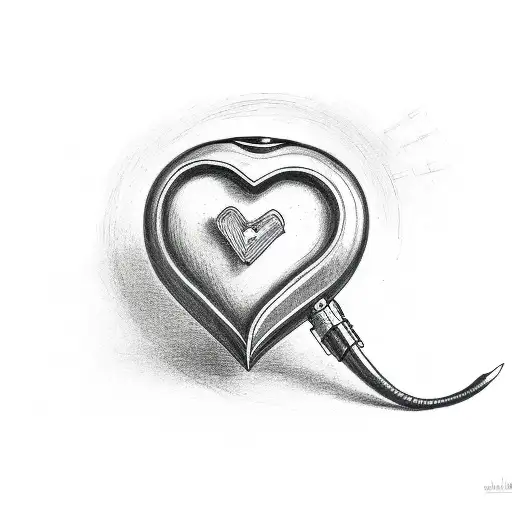 red ink heart tattoo design idea