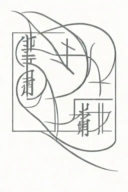 the word luck but with Chinese characters tattoo design idea