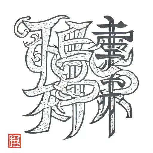 luck in Chinese characters tattoo design idea