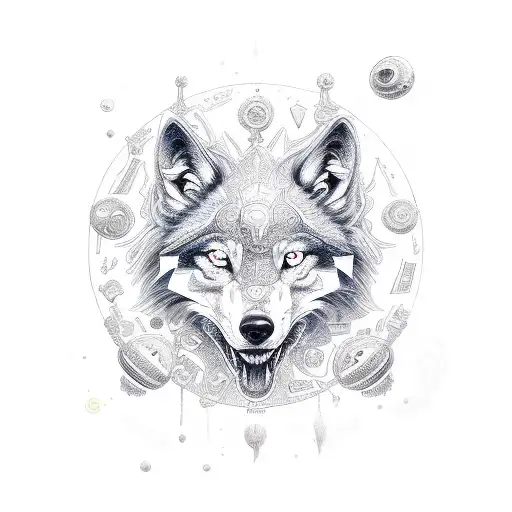 third eye, love, friendship, heart, money, virgo, neptune, alien, drug mushrooms, weed leaf, wolf tattoo design idea