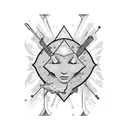 third eye inside triangle, love, friendship, heart, money, virgo, neptune, alien, drug mushrooms, weed leaf,  tattoo design idea