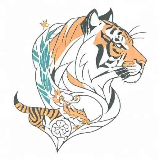 Tiger, Colourful bird, dog, dragon tattoo design idea