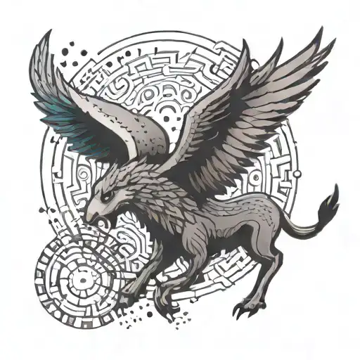 A minimalist tattoo of a symbol from a Greek mythological game, incorporating elements of bulls and eagles in a subtle design tattoo design idea