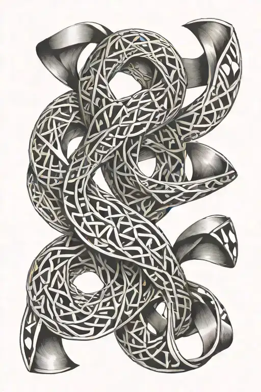 escher mobius strip winding tattoo design idea