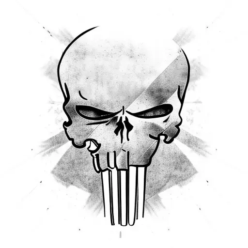 punisher skull and flag tattoo design idea