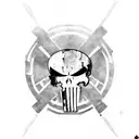 punisher skull and flag tattoo design idea