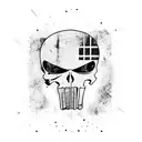 punisher skull and flag tattoo design idea