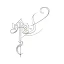 a hindi calligraphy characters representing love letter written tattoo design idea