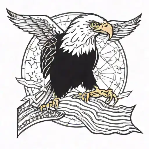 eagle with American flag tattoo design idea