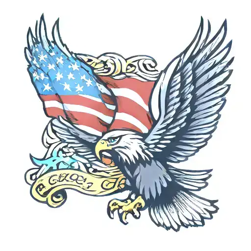 eagle with American flag tattoo design idea