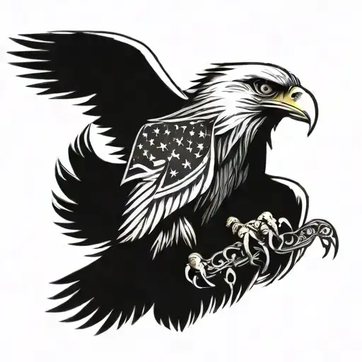 eagle with American flag tattoo design idea