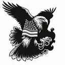 eagle with American flag tattoo design idea