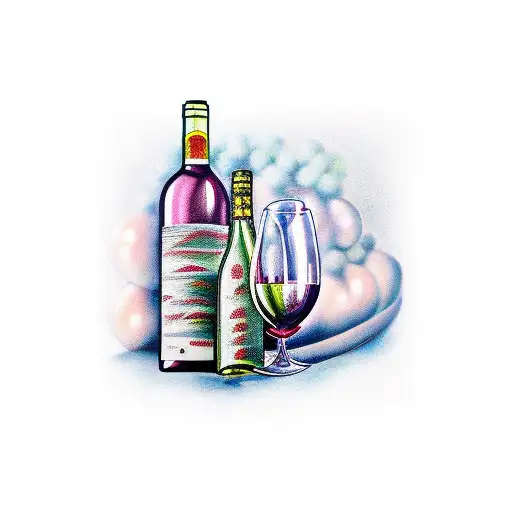wine bottle grapes family born child tattoo design idea