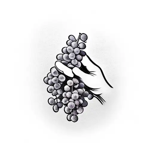 wine bottle grapes child hand tattoo design idea