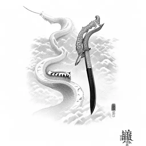 Hattori Hanzo sword with black mamba tattoo design idea