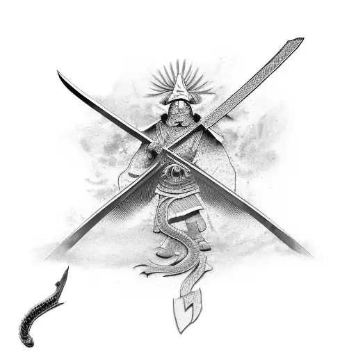 Hattori Hanzo sword with black mamba wrapped around  tattoo design idea