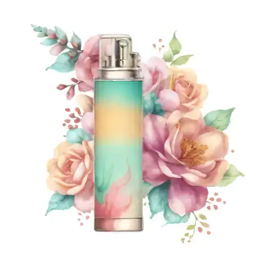 turquoise lighter full of flowers tattoo design idea