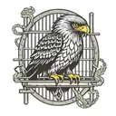 a hawk locked in a jail cell with bars tattoo design idea