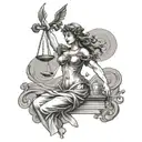 lady justice blindfolded tattoo design idea