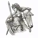 lady justice blindfolded tattoo design idea