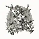 lady justice blindfolded tattoo design idea
