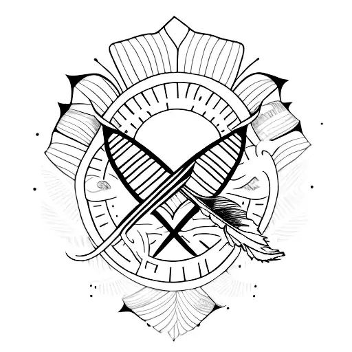 Minimalist "Dart And Feather Mixed" Tattoo Idea BlackInk AI