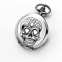 A skull pocket watch with a broken chain tattoo design idea