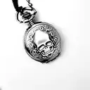 A skull pocket watch with a broken chain tattoo design idea